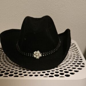 Black Cowboy Hat with Rhinestone Band